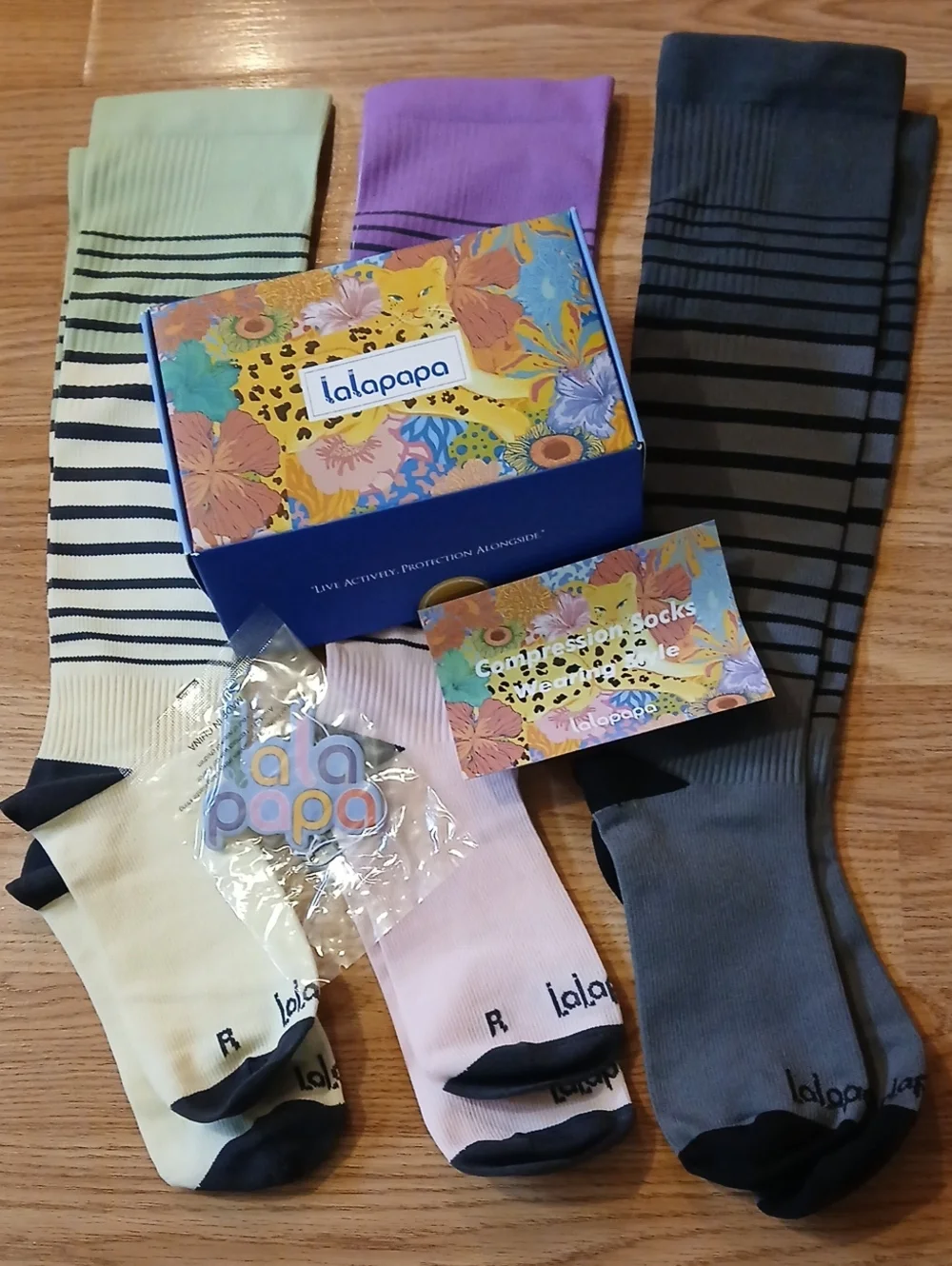 New Lalapapa Size 2XL Set Of 3 Striped Compression Socks